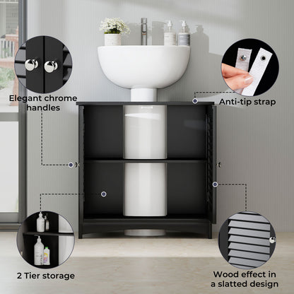 Levede Bathroom Under Sink Cabinet Basin Storage Cupboard Black Vanity Unit