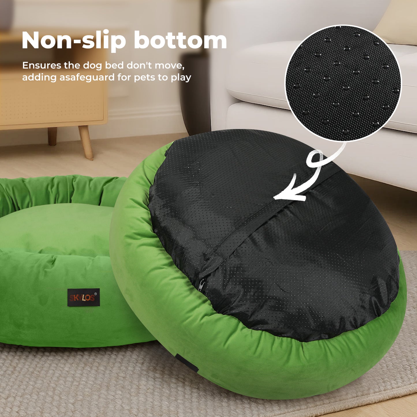 Donut Dog Bed Velvet Calming Washable Large Small Pet Cushion Soft Mattress