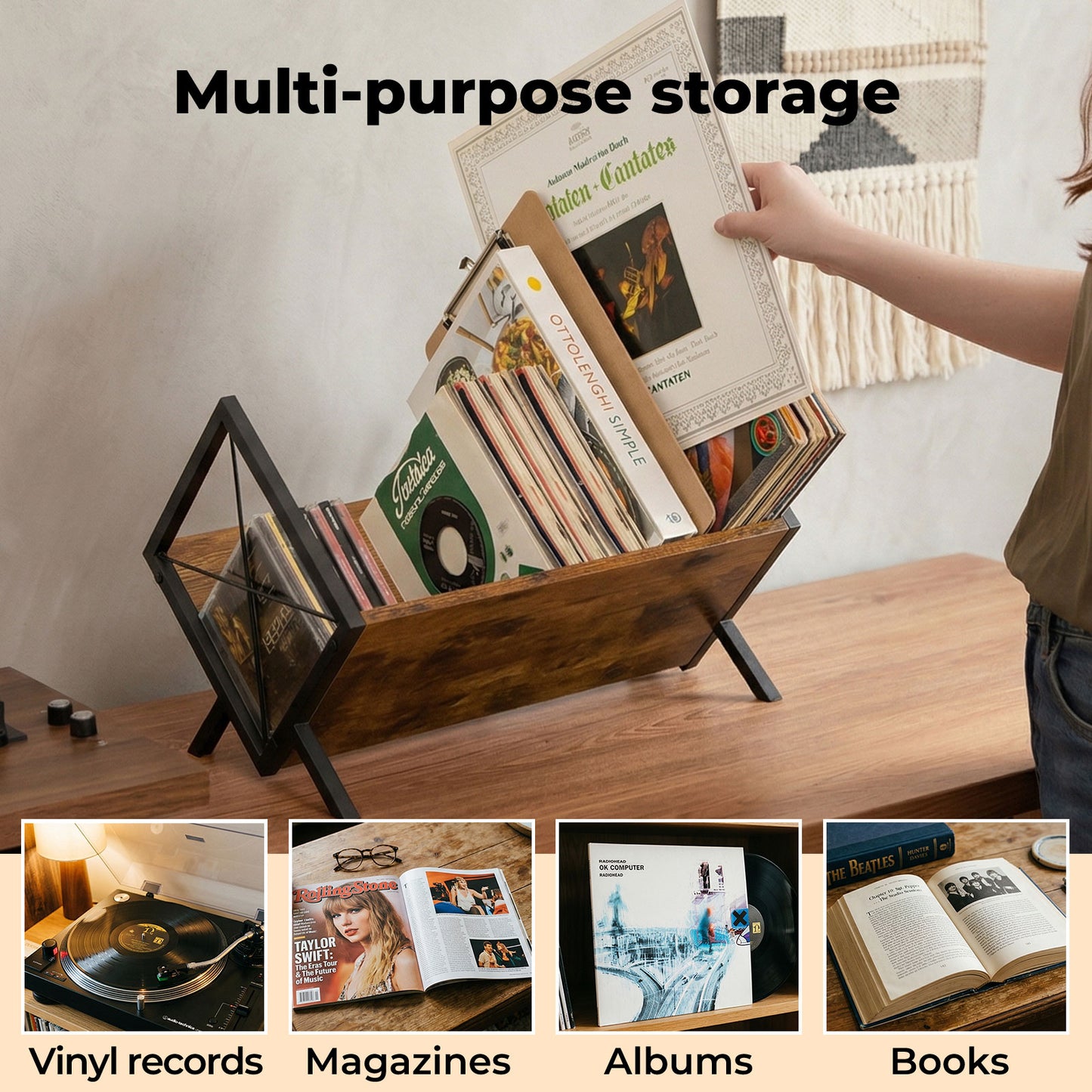 Levede Vinyl Record Storage Rack LP Collection Organiser Album Holder Stand
