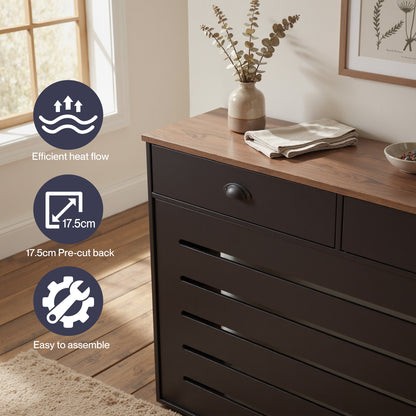 Levede Radiator Cabinet with Drawers Slat Grill Storage Shelf Guard Furniture