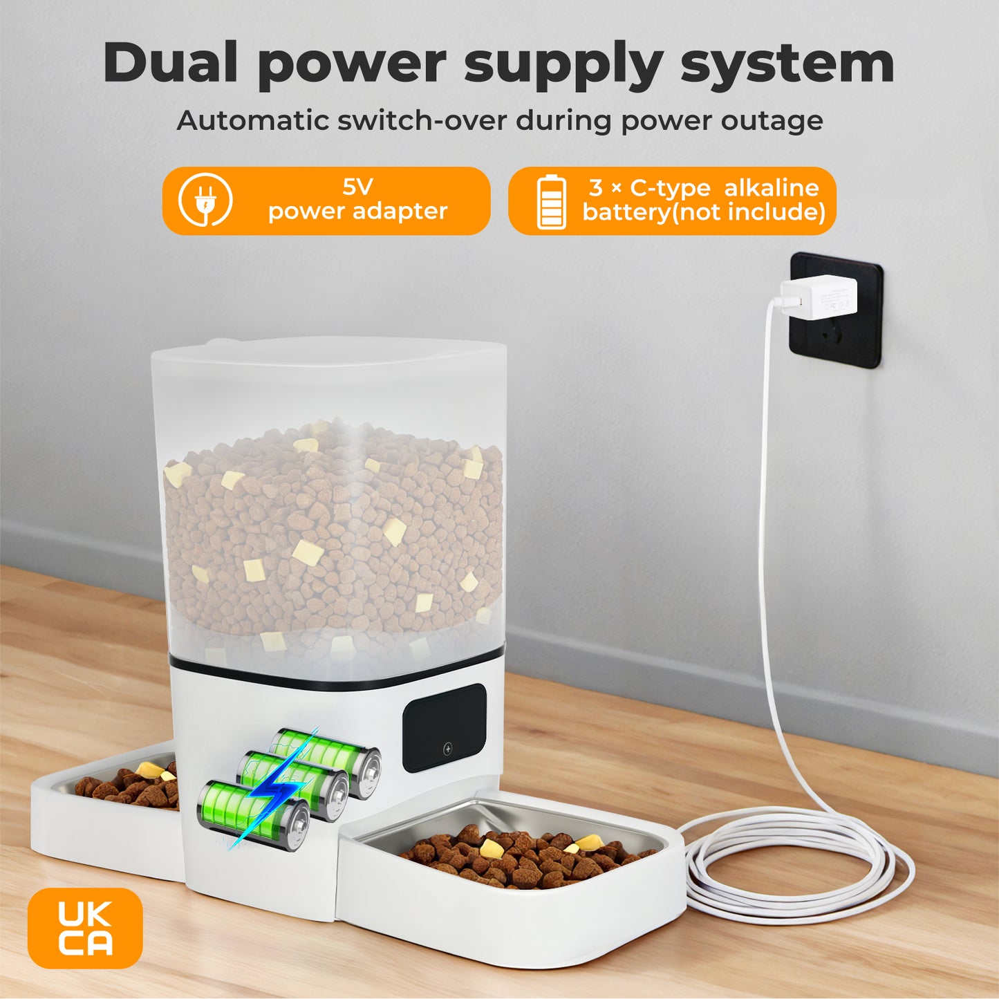 Skylos Dog Feeder Food Automatic Dispenser 6L Dual Bowl APP Timer Portal Contol
