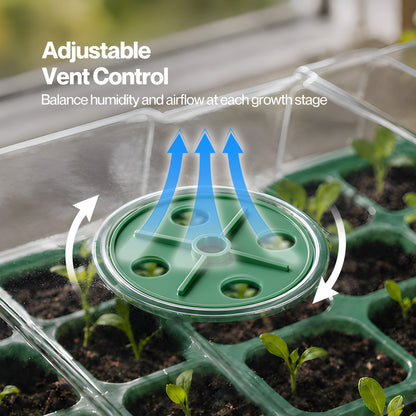 TOQUE Seed Trays 5Pc Clear View With Lids 40 Cell Propagators For Plants Green