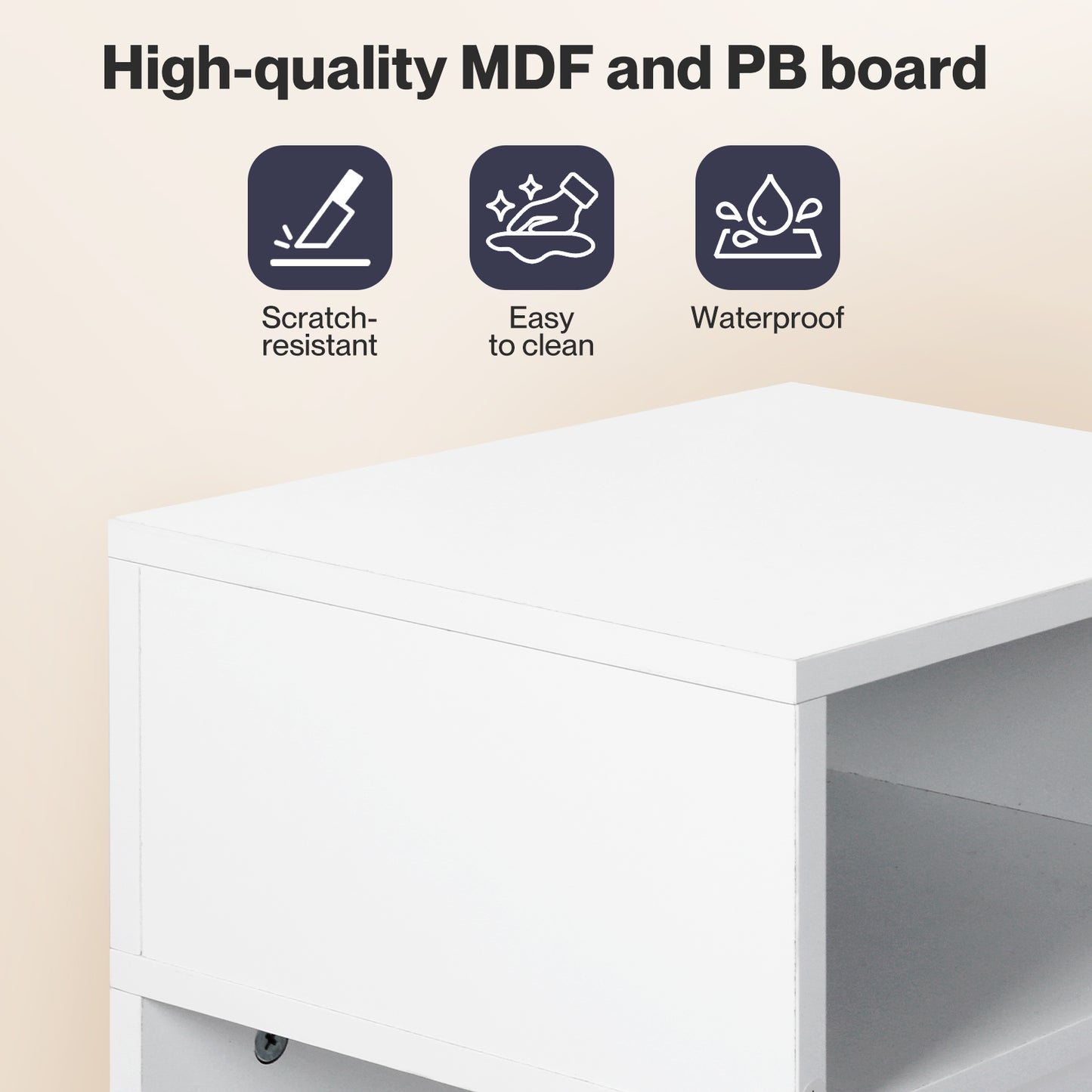 Levede  Bedside Tables Modern Nightstand White Storage Drawer Shelf for Bedroom