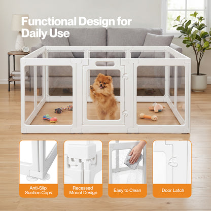 Skylos Dog Pen  Transparent Dog Playpen  153x102x60cm  HDPE Acrylic  White