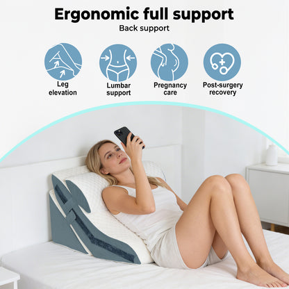 Lavio Large Wedge Pillow Cooling Memory Foam Orthopaedic Bed Cushion Acid Reflux