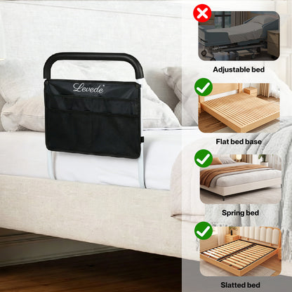 Levede Bed Rails Adjustable Heights Storage Pocket Assist Support Side Railings