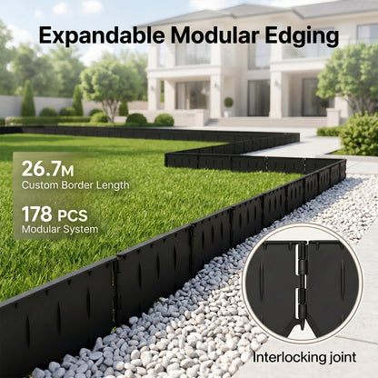 Lambu Lawn Edging  Garden Edging Border  Flexible PP PE Modular Black  178pc