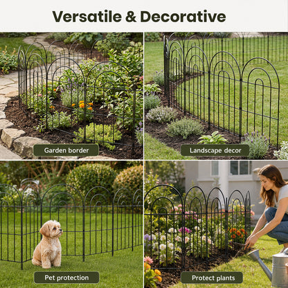 Mountview Garden Fence 10pc Metal Dog Fence Picket Fence Black Steel