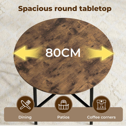 Levede Dining Table Round Kitchen 4 Person Coffee Restaurant Metal Base 80cm