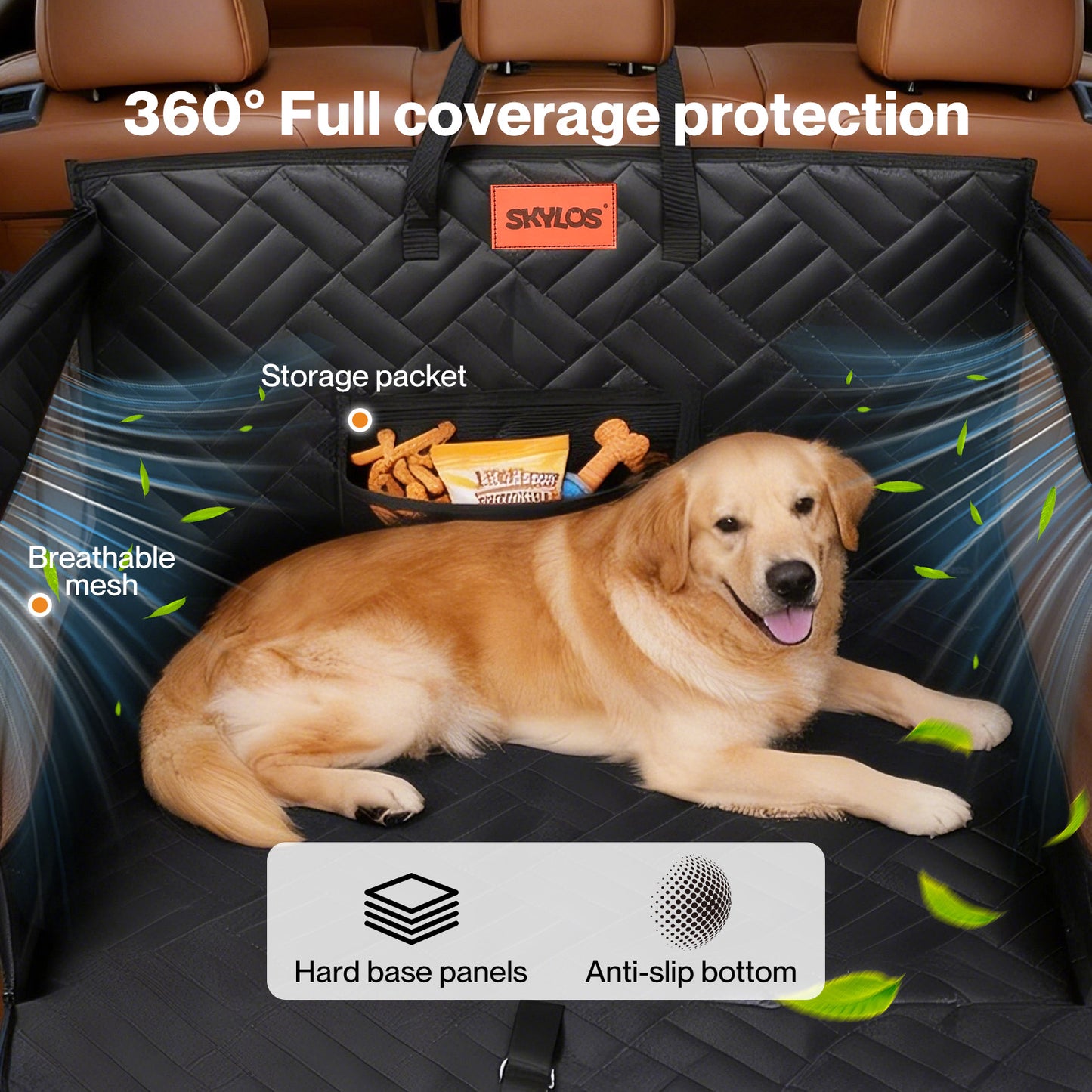 Skylos Waterproof Dog Car Seat Rear Cover Safety Protector Pet Hammock Non Slip