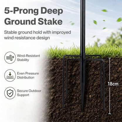 TOQUE Bird Feeding Station Outdoor Garden Shepherd Hook Adjustable Stand Black
