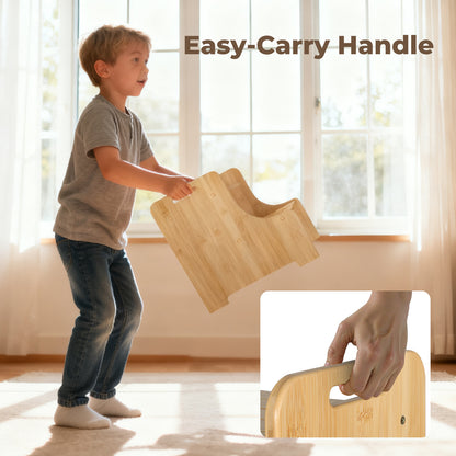 Levede Bamboo 2 Step Stool Non Slip for Potty Training Bathroom Splash Handle