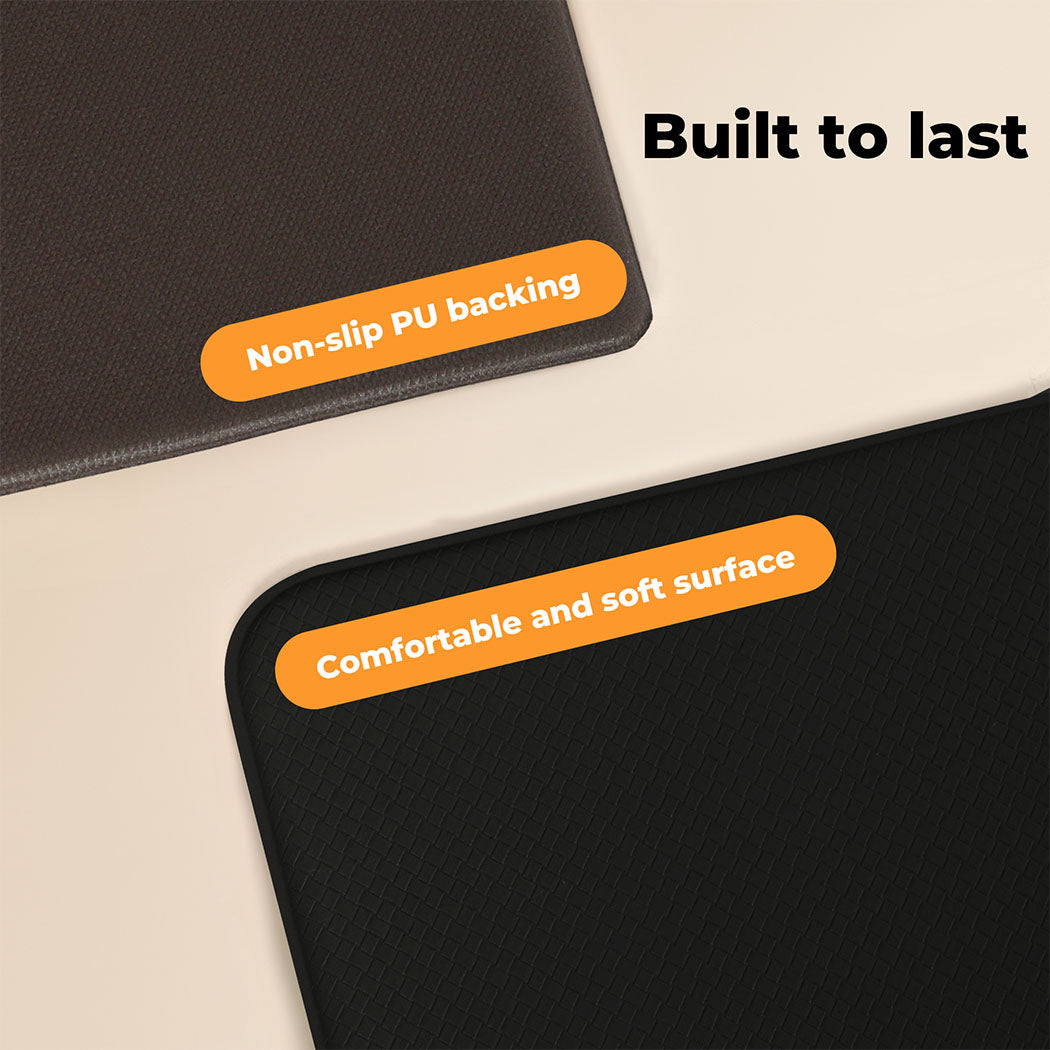 Marlow Kitchen Mat 2PCS Non Slip Woven Rubber Floor Mat Absorbent Runner BLack