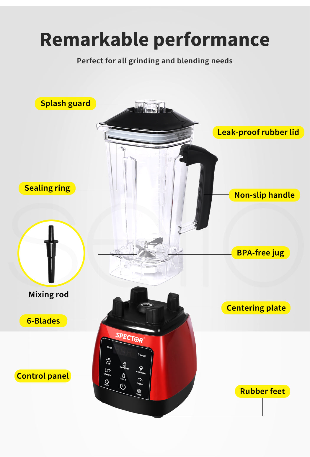 Spector 2L Commercial Blender Mixer Food Processor Juicer Smoothie Ice Crush