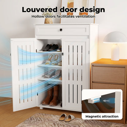 Levede Shoe Cabinet 5-Tier Door Entryway Storage Rack Organizer Cupboard White