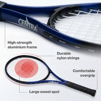 Centra 9Pcs Tennis Racket Set Lightweight Racquet Balls Carry Bag Overgrips
