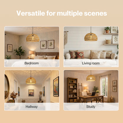 Emitto Rustic Ceiling Pendant Light Shade Hemp Rope Lamp Shade Boho Yellow 23cm
