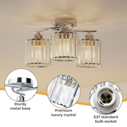 Emitto Crystal Ceiling Light Semi Flush Mount Chandelier Modern Hallway Lamp