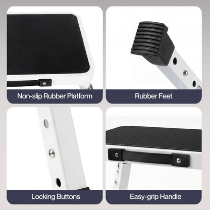Levede Folding Step Stool Adjustable Non Slip Portable Foot Stool