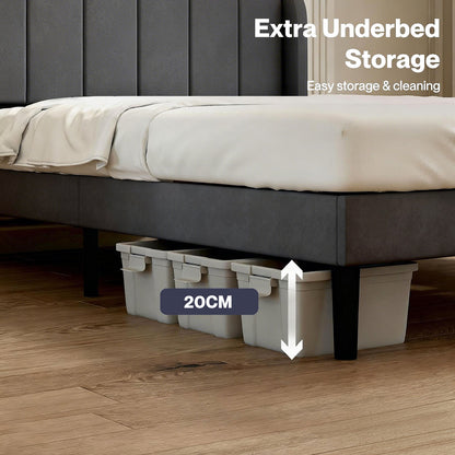 Levede Double Bed Frame with Adjustable Headboard Velvet Upholstered Dark Grey