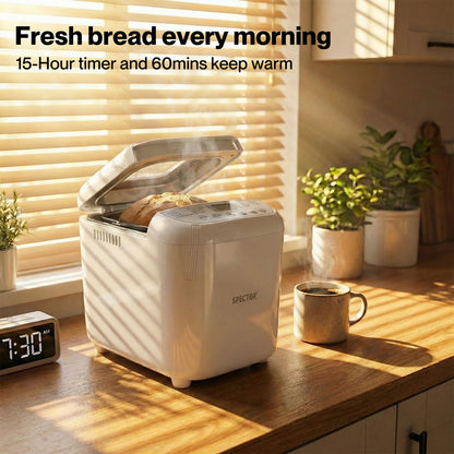 Spector Automatic Bread Maker Machine 2LB 19 in 1 600W Non Stick Stainless Steel