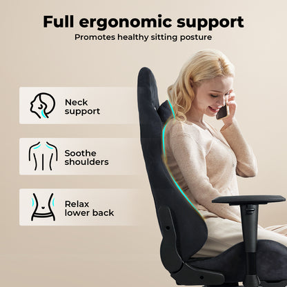 Levede Office Desk Chair Gaming Recliner Adjustable Height with Footrest Black
