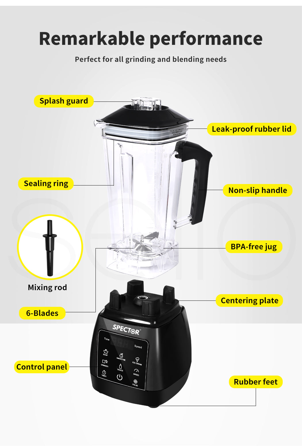 Spector 2L Commercial Blender Mixer Food Processor Juicer Smoothie Ice Crush