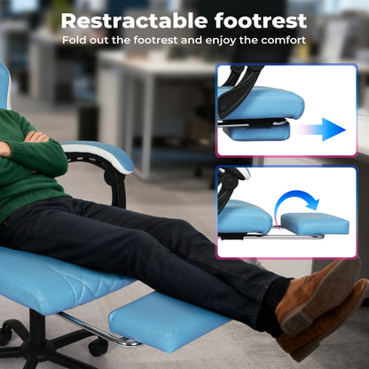 Levede Office Chair Gaming Racing Recliner Adjustable Spring Cushion Footrest