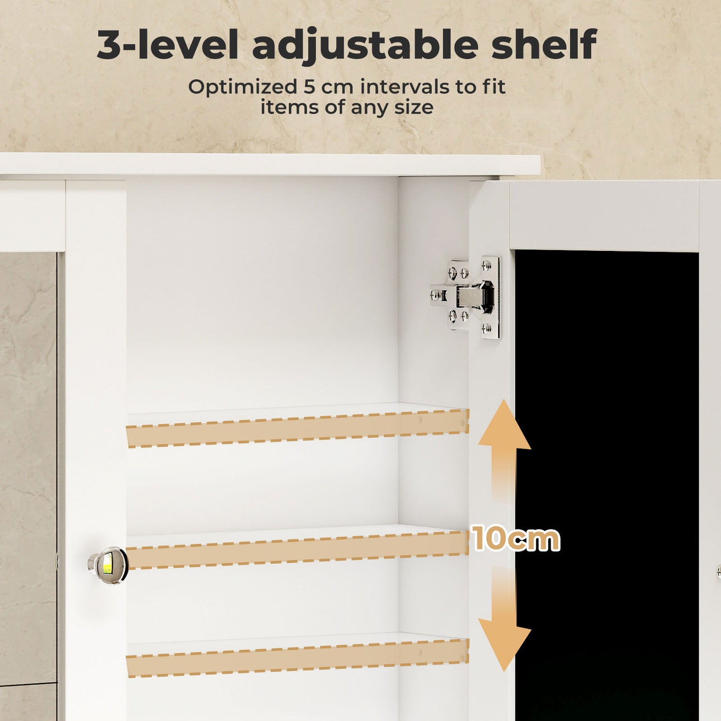 Levede Bathroom Mirror Cabinet Storage Toilet Cupboard Wall Mounted Shelves