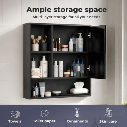 Levede Bathroom Mirror Cabinet Wall Mounted Storage Cupboard with Open Shelf
