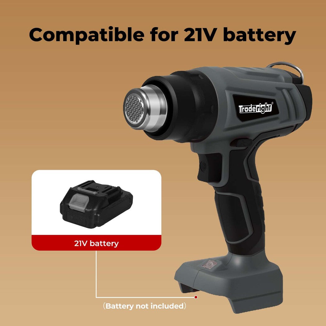 Traderight Hot Air Heat Gun Electric Cordless 21V with 5 Nozzles (No Battery)