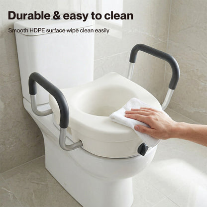 Levede Raised Toilet Seat with Arm 4.7'' Toiliet Seat Riser for Elderly Disabled