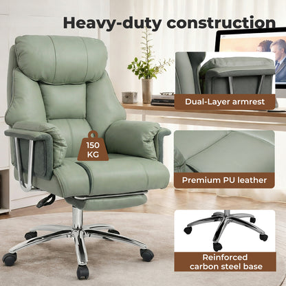 Heavy Duty Executive Office Chair Wide Spring Cushion Recliner with Footrest