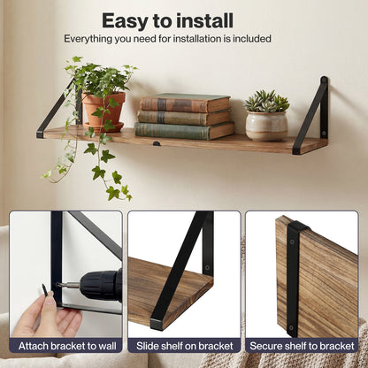 Levede Floating Shelves Wall Mounted Storage Home Set of 3 Natural Color