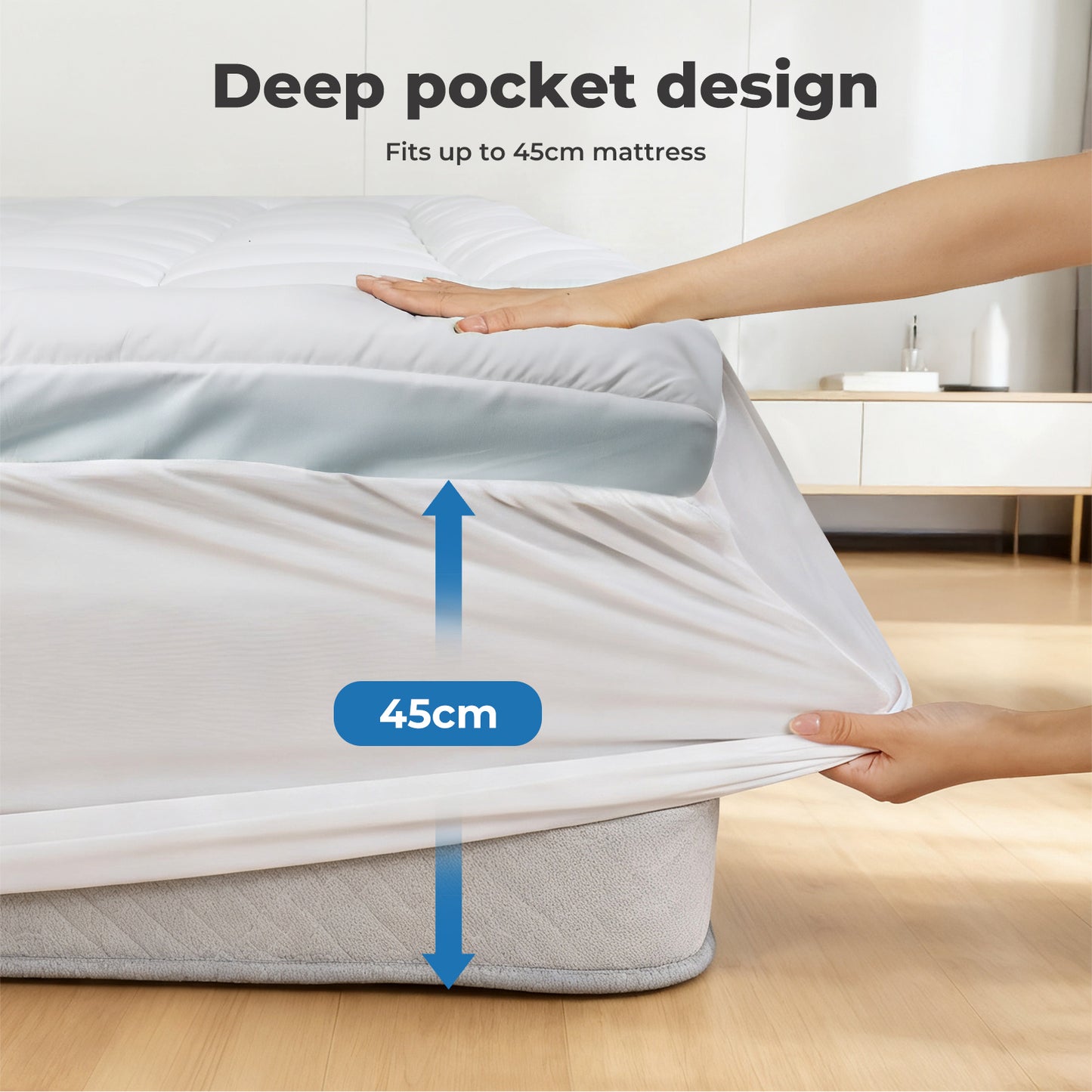 Lavio Quilted Mattress Protector Double Extra Deep Memory Foam Fitted Bed Cover