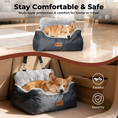 Skylos Dog Car Seat Portable Pet Travel Bed Carrier Washable for Small Dogs