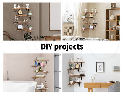 Levede 4PC Corner Floating Shelves Wall L-Shaped Storage Wooden Display Shelf
