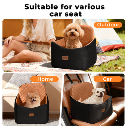 Skylos Pet Booster Dog Car Seat Safe Travel Carrier Bed Bag Basket Puppy Brown