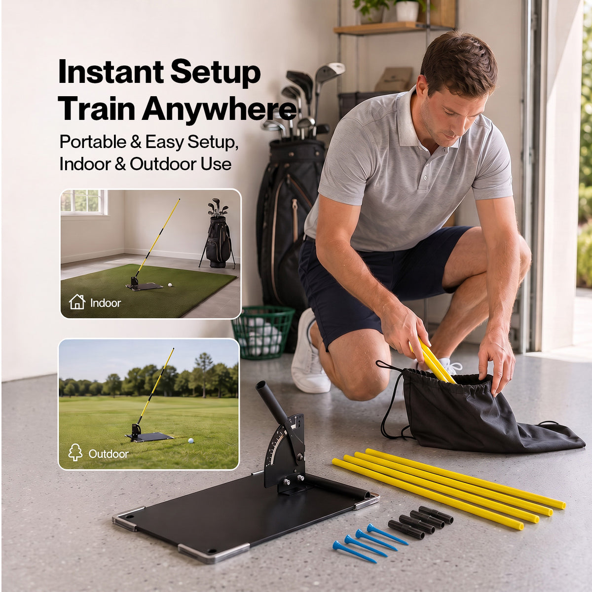 Centra Golf Alignment Sticks for Plane Accuracy With Carry Bag Outdoor Practice