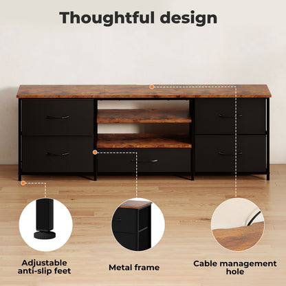 Levede TV Stand Cabinet Entertainment Unit 140cm with 5 Storage Drawers Shelves