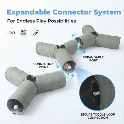 Skylos 3-Way Cat Tunnel Foldable Interactive Play Tunnel with Balls Cats Kittens