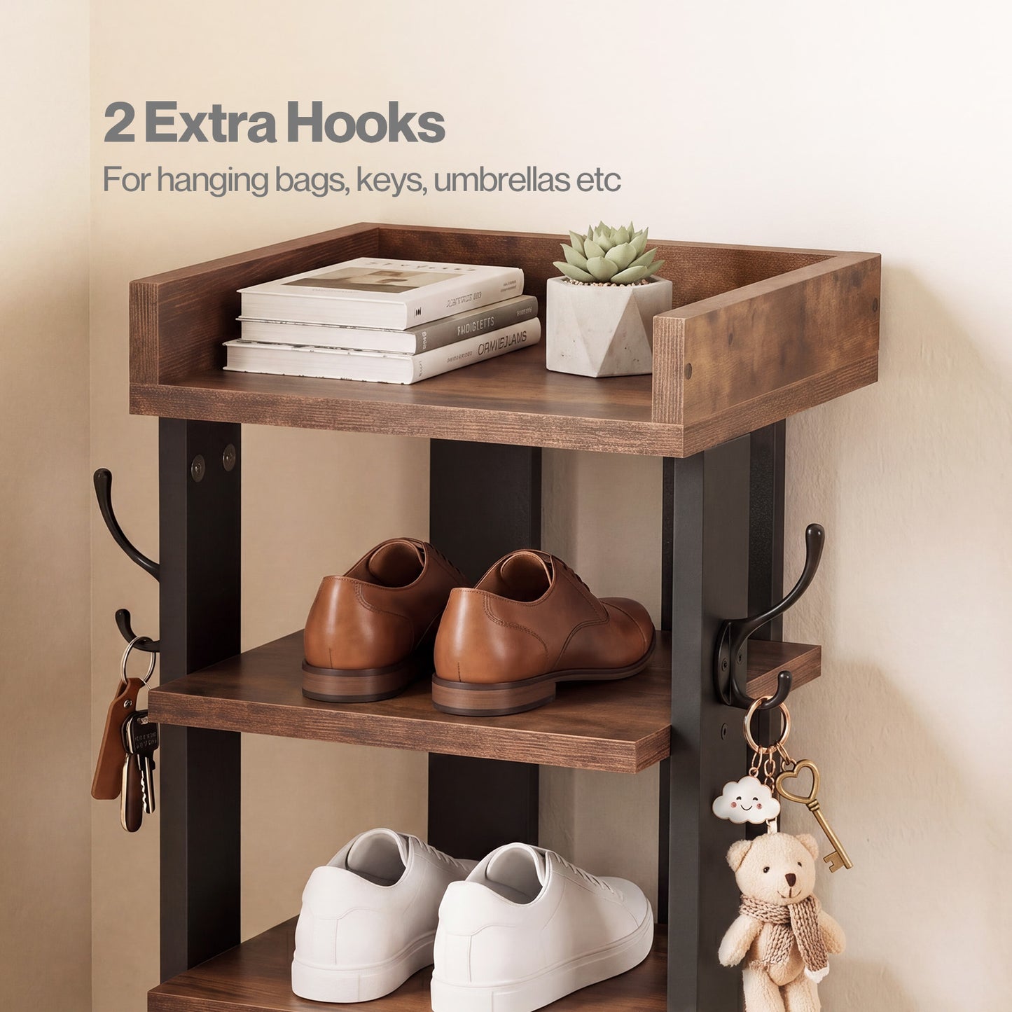 Levede Shoe Rack Storage Organiser 9 Tier Industrial Shoe Shelf Adjustable Brown