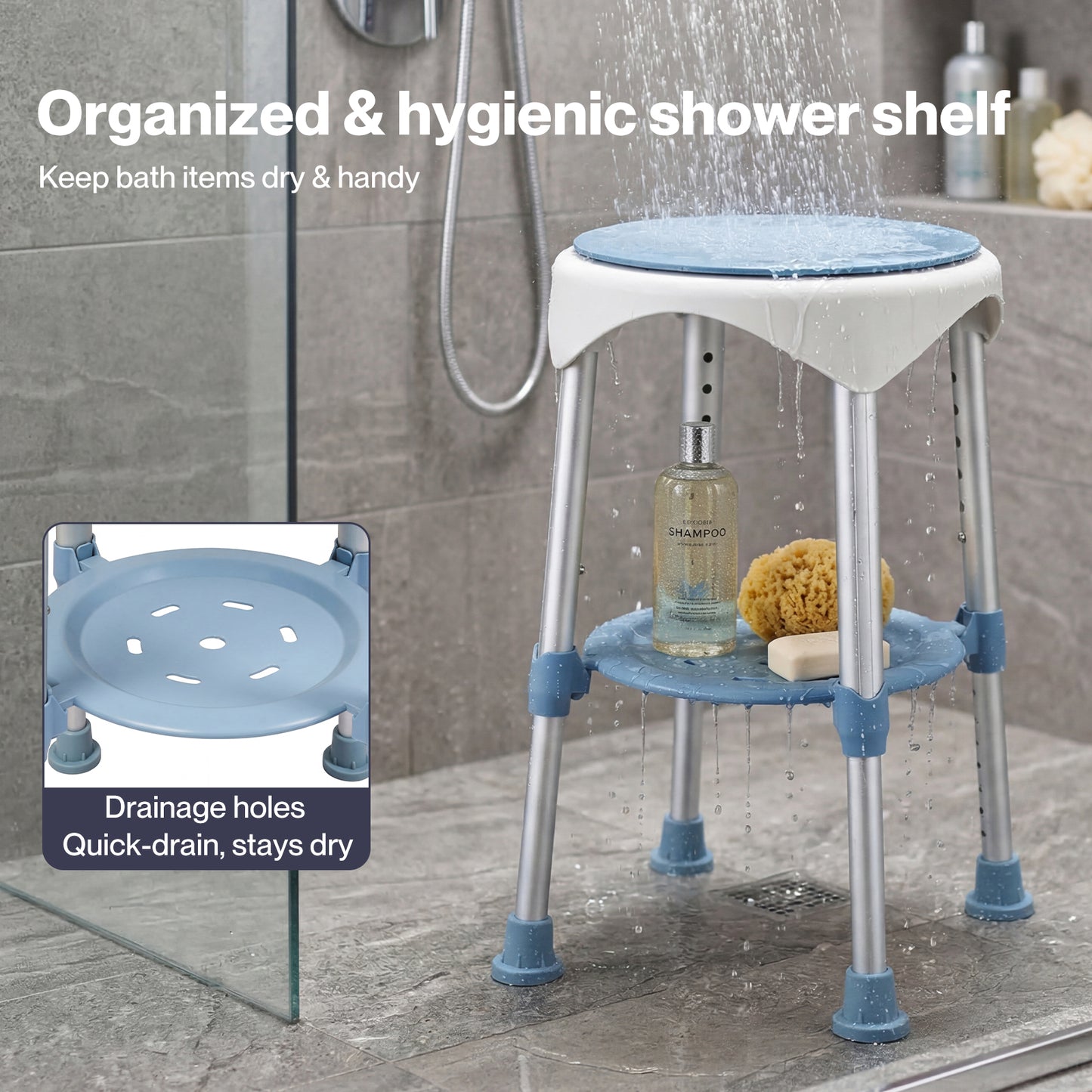 Levede Shower Chair Swivel 6-Level Adjustable Height Shower Bath Stool Seat