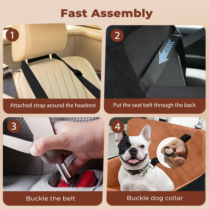 Skylos Dog Booster Car Seat Cosy Cats Pet Travel Bed with Safety Leash Brown