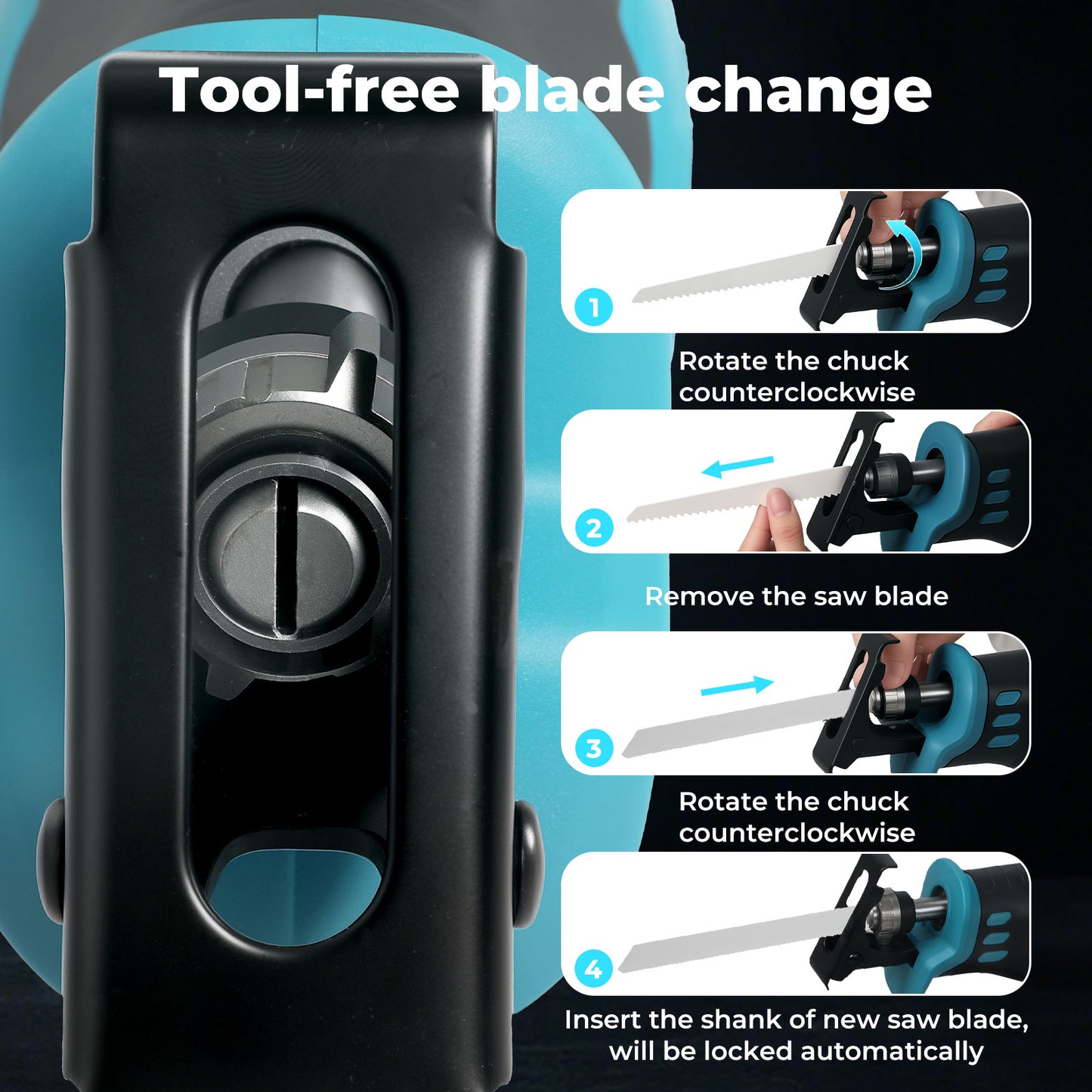 Traderight Cordless Reciprocating Saw Set For Wood Metal 2 Battery Safety Goggle