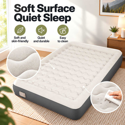 Lavio Inflatable Mattress TPU Airbed Rechargeable Pump Double Camp Bed Grey
