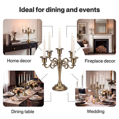 Levede Candle Holder 5 Arm Metal Candelabra Bronze Candlestick Stand Centerpiece