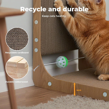 Skylos 48cm High L Shaped Cat Scratching Board with Ball Toy Wall Furniture