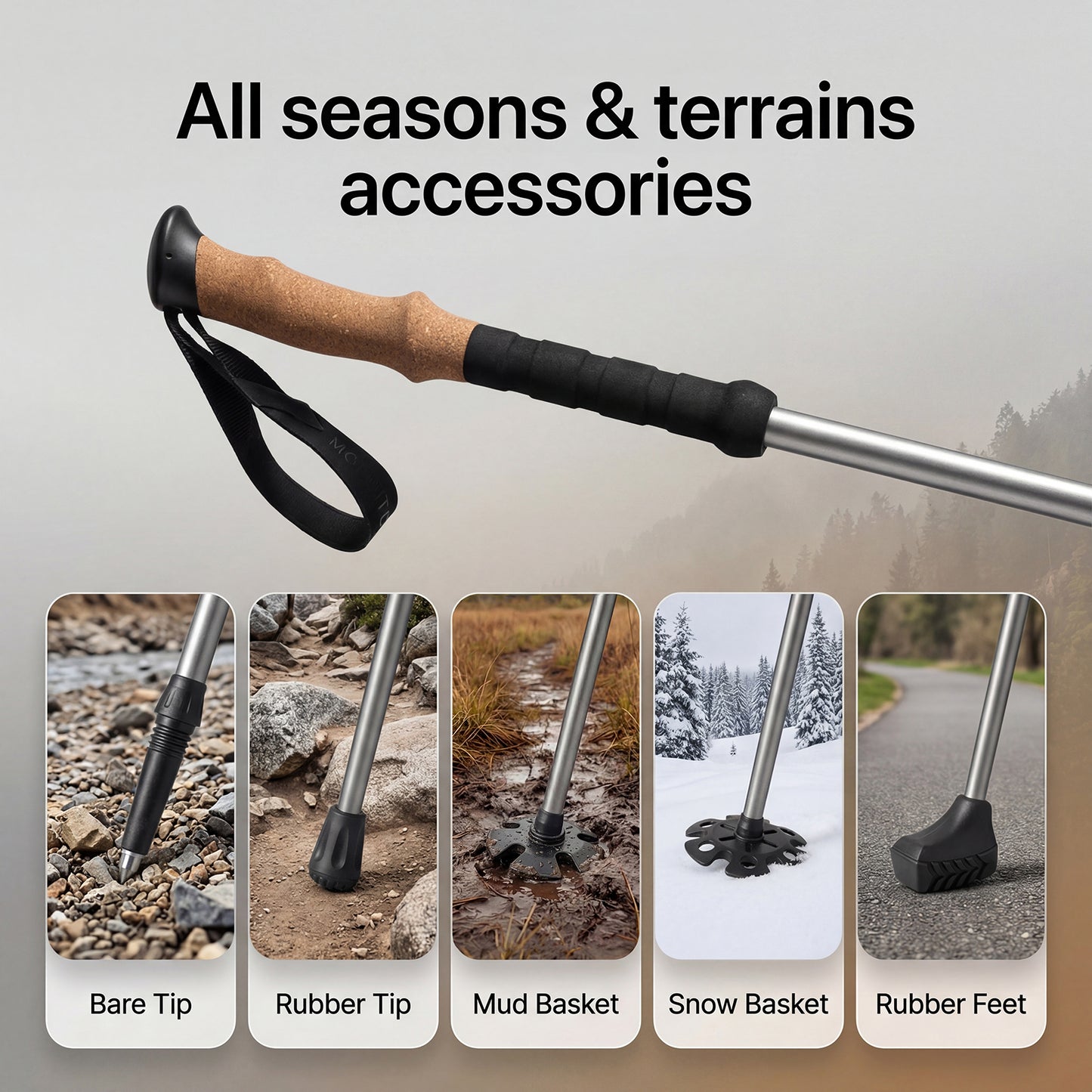 Mountview Trekking Poles Aluminum 7075-T6 Lightweight Hiking Sticks 2 PCS
