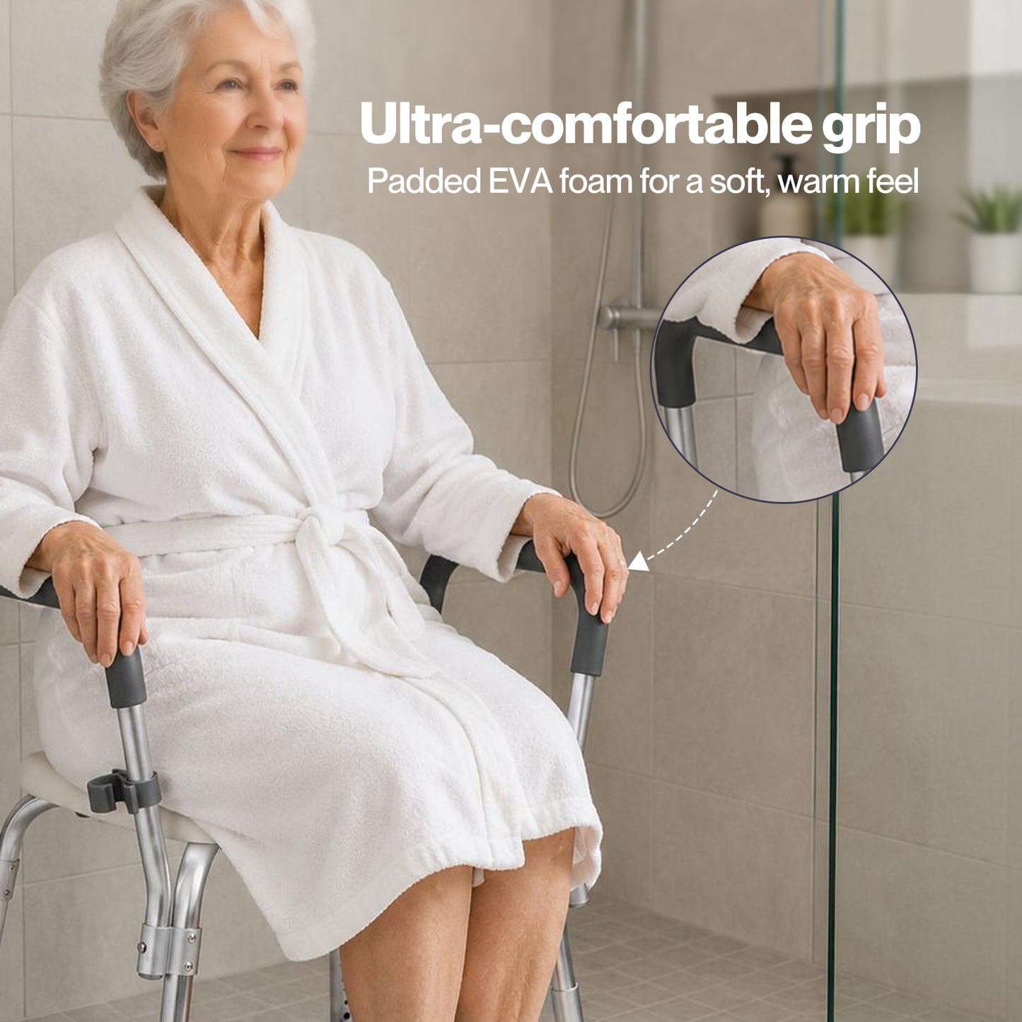 Levede Bathroom Shower Chair Adjustable Bath Stool Seat with Handles Disabled
